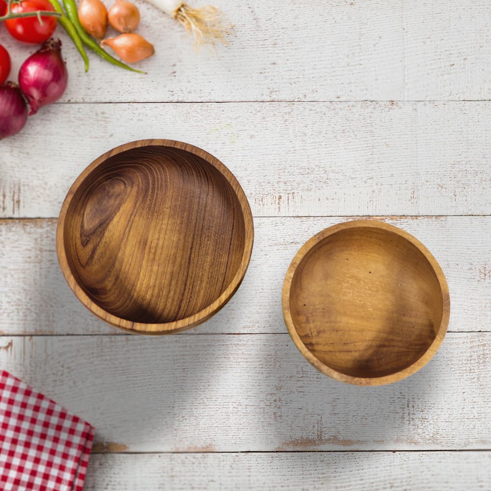 Sustainable Teak Wood Bowls (Set of 2)