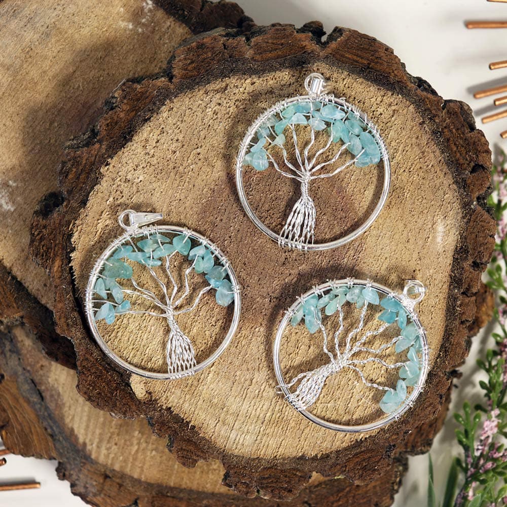 Blue Topaz Tree of Life Pendant