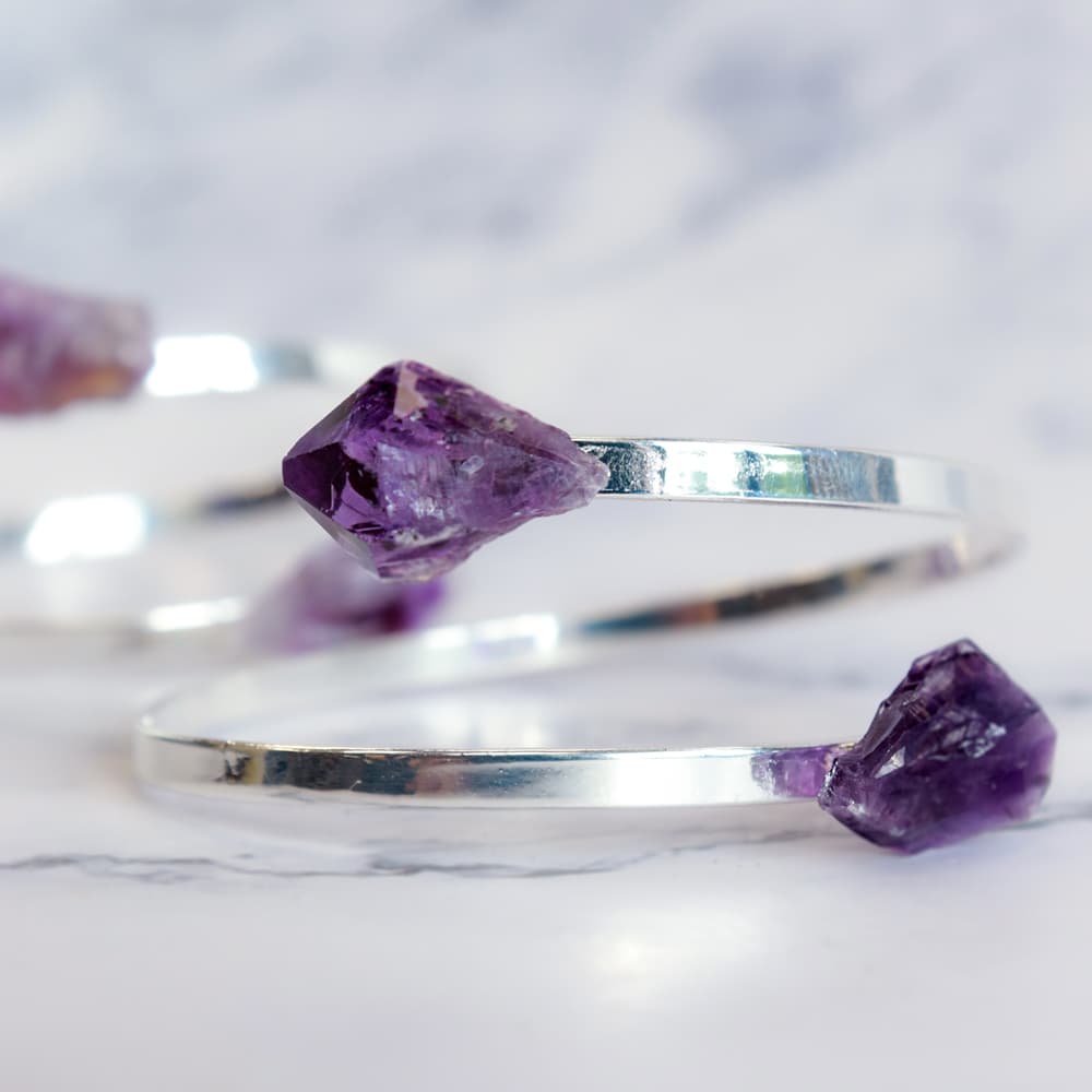 Amethyst Adjustable Bracelet (Silver Plated)