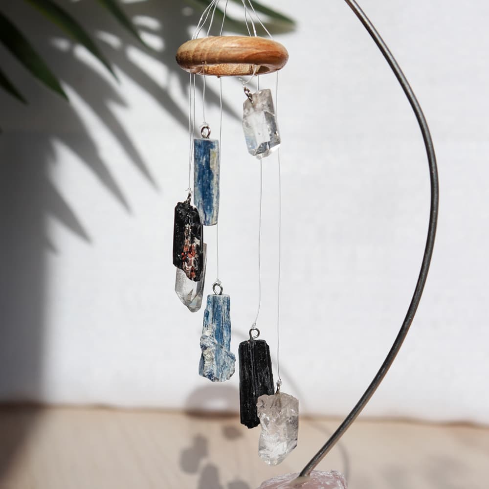 Wind Chime with Healing Crystals and Table Stand