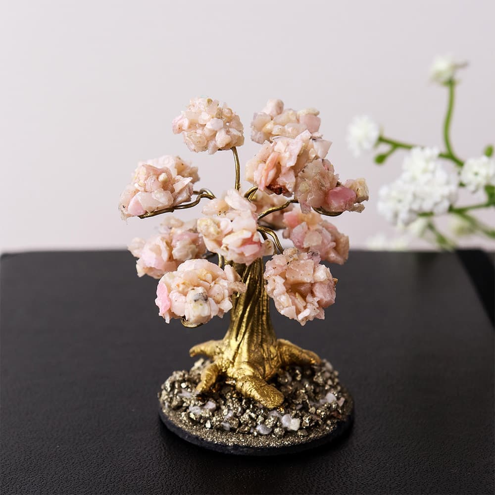 Mini Bonsai Tree - Pink Opal with Pyrite