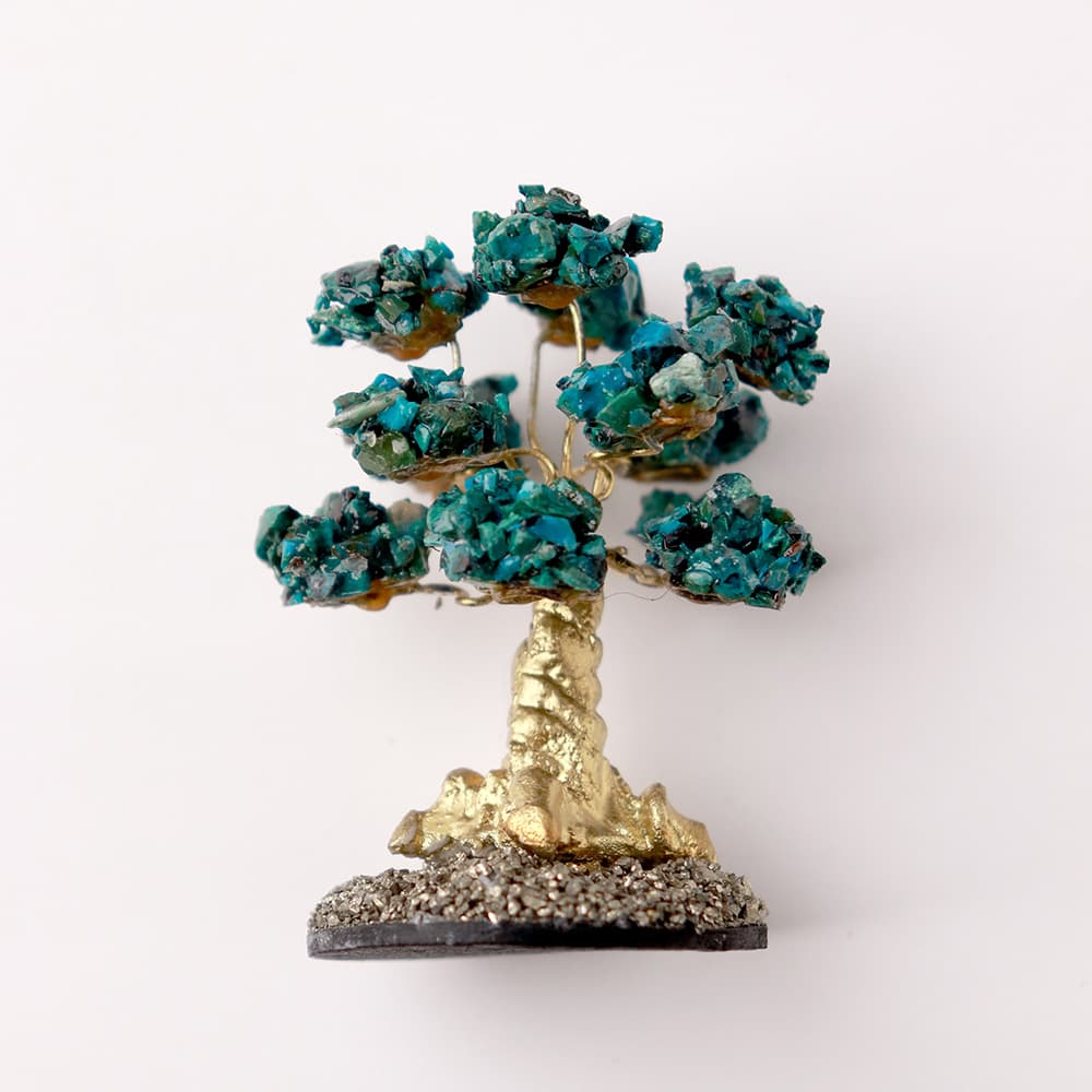 Mini Bonsai Tree - Chrysocolla with Pyrite