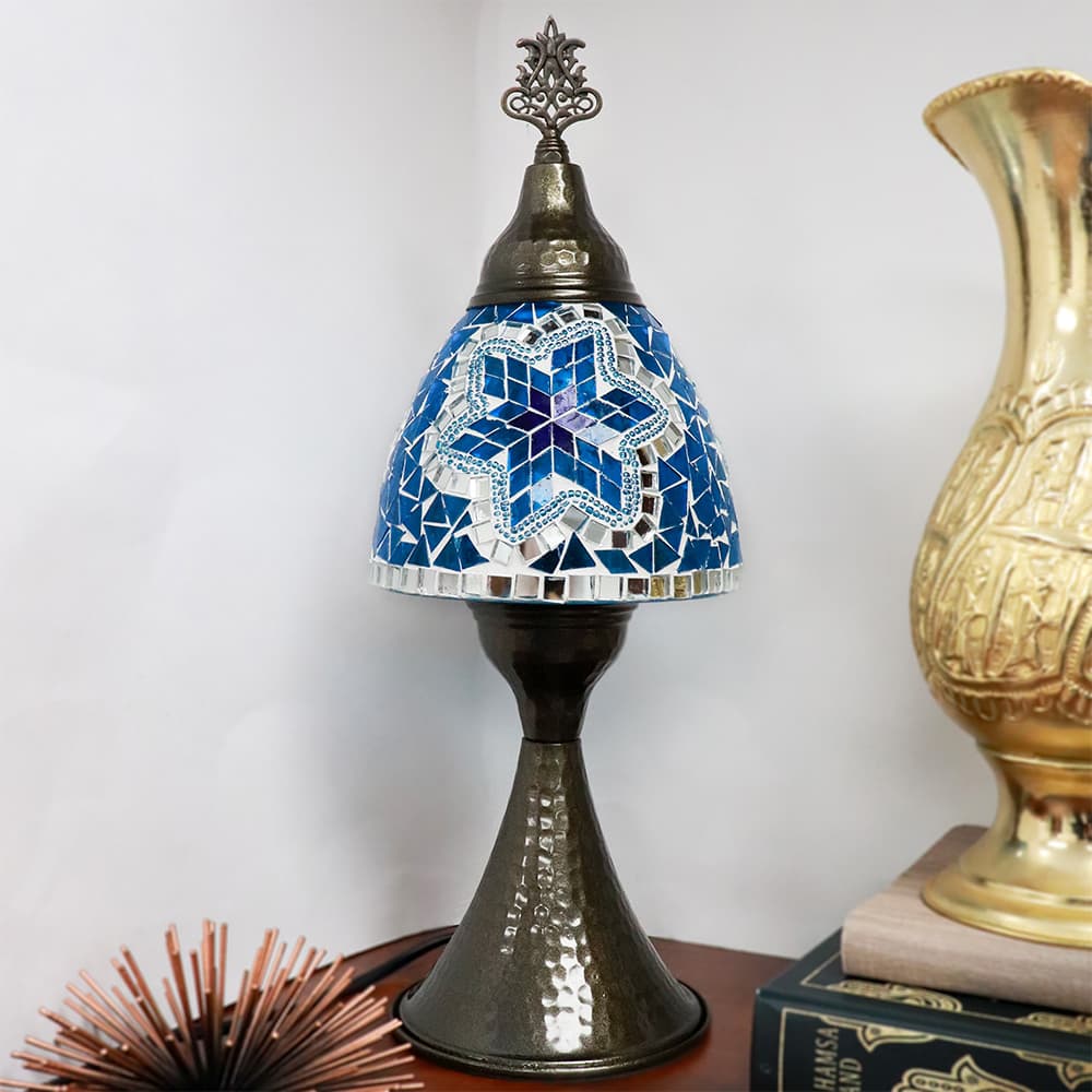 Mosaic Blue Star Handmade  Table Lamp