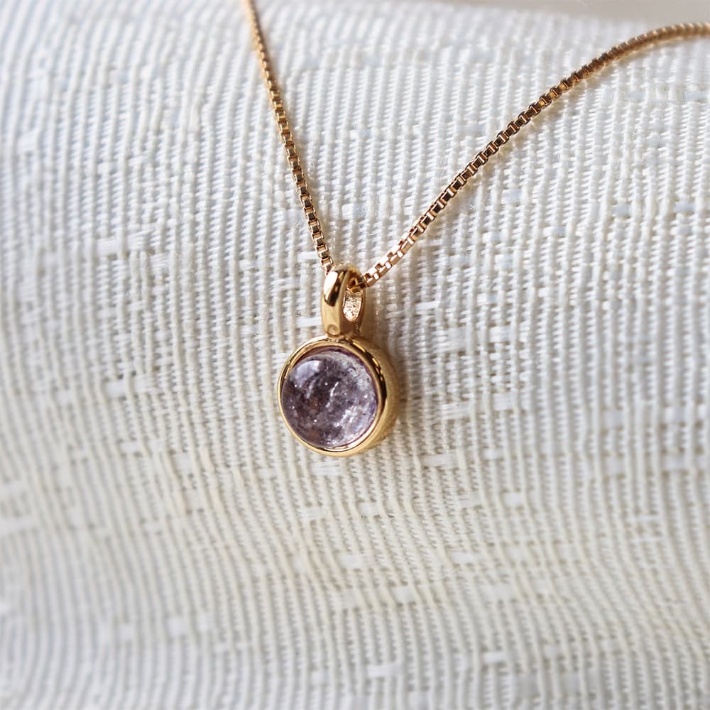 Amethyst Bezel Pendant with Chain - Gold Plated
