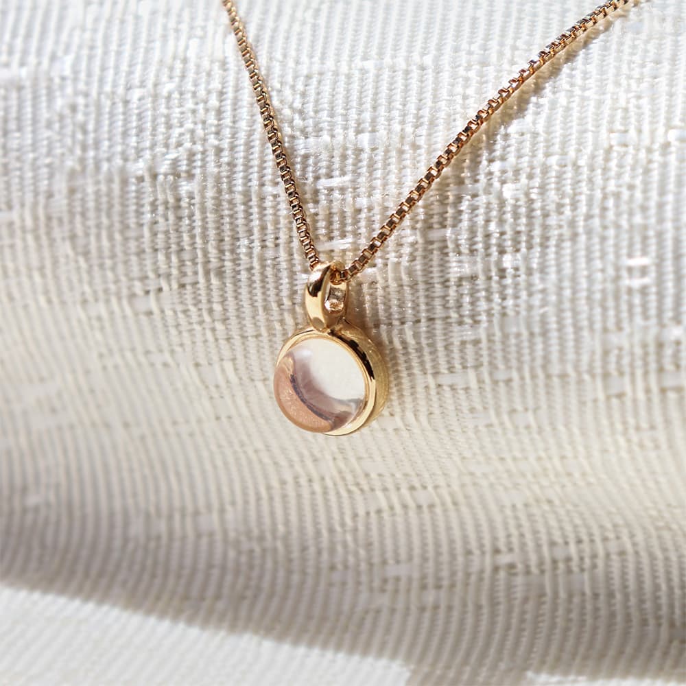 Moonstone Bezel Pendant with Chain - Gold Plated