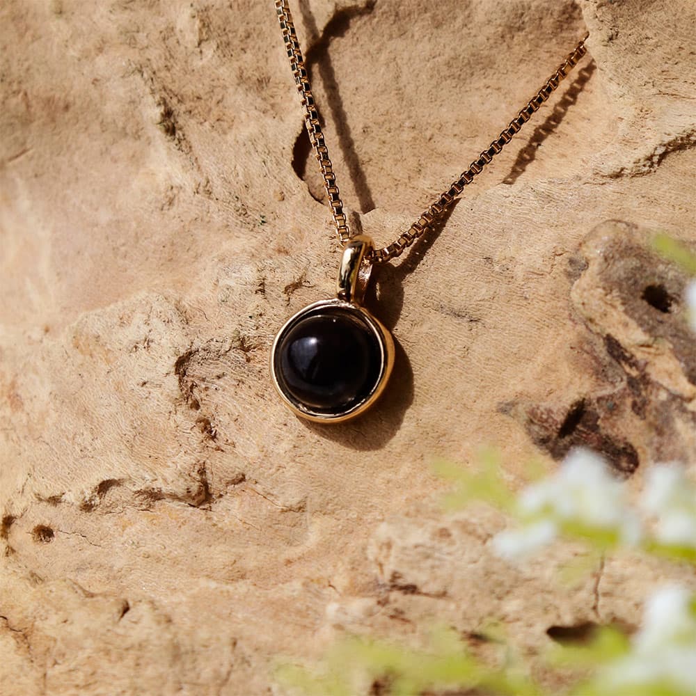 Smoky Quartz Bezel Pendant with Chain - Gold Plated