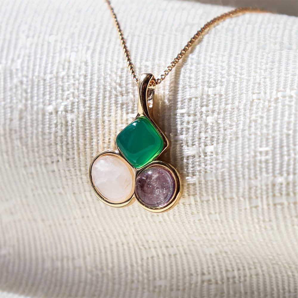 "Trinity Bloom" Bezel Pendant - Gold Plated