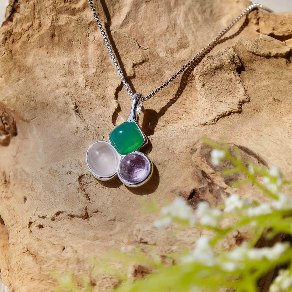 "Trinity Bloom" Bezel Pendant - Silver Plated