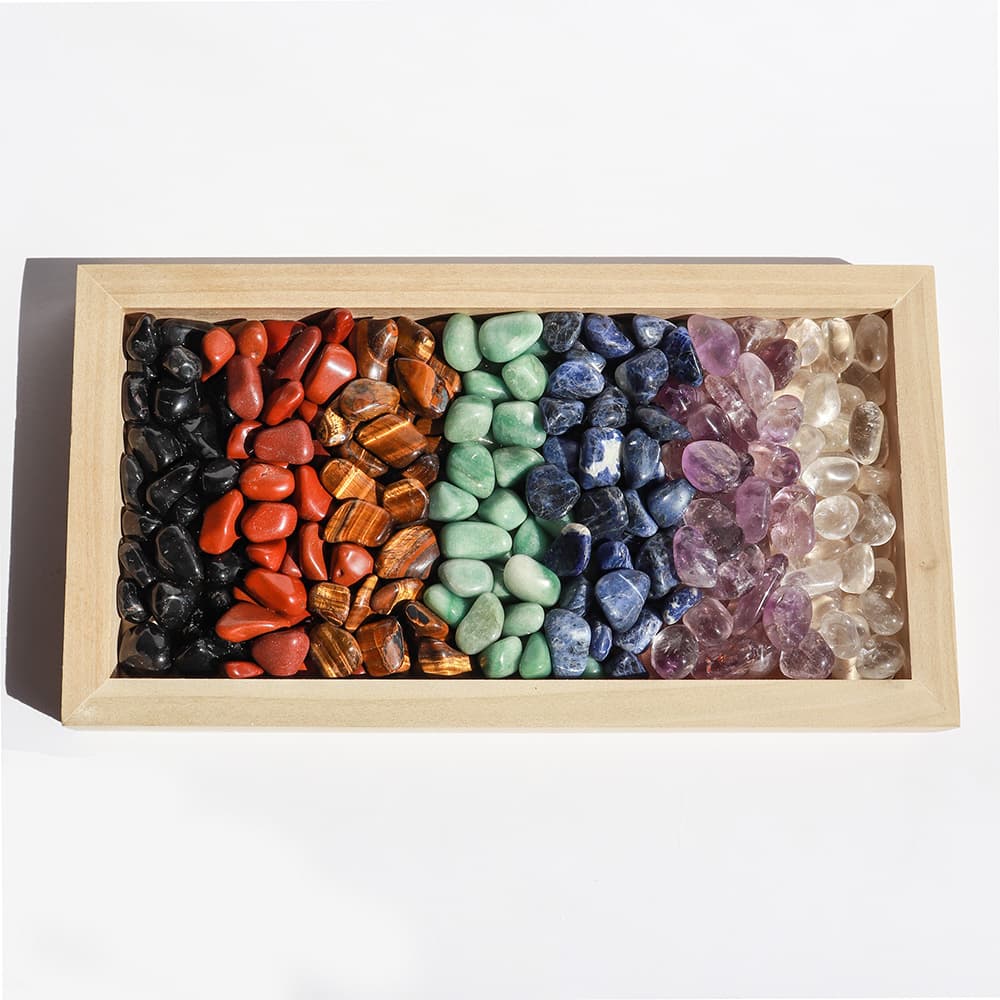 Handcrafted Natural Wood Tray, Crystal Display