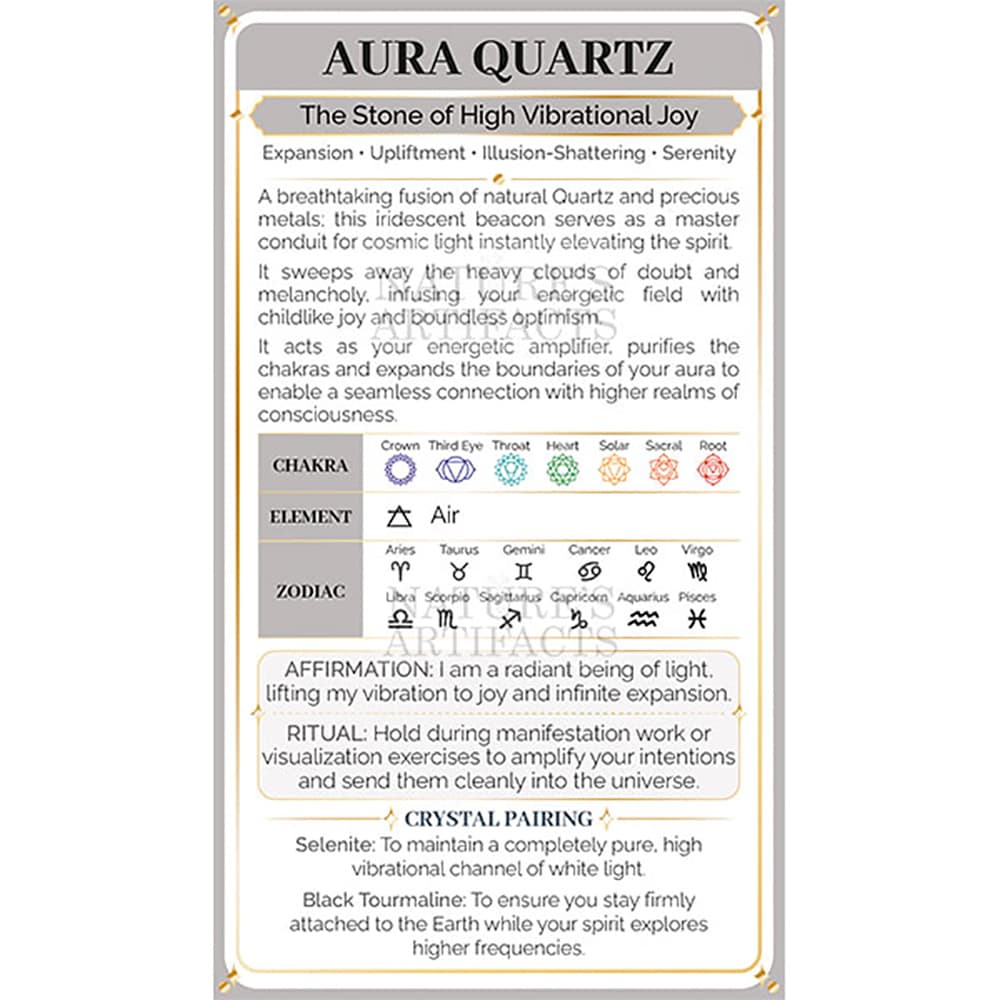Aura Quartz Crystal Property Cards (Pack of 100)