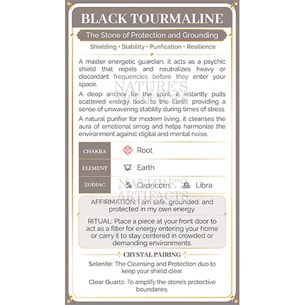 Black Tourmaline Crystal Property Cards (Pack of 100)