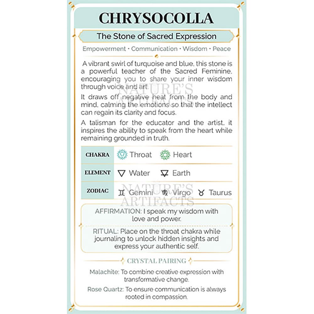Chrysocolla Crystal Property Cards (Pack of 100)