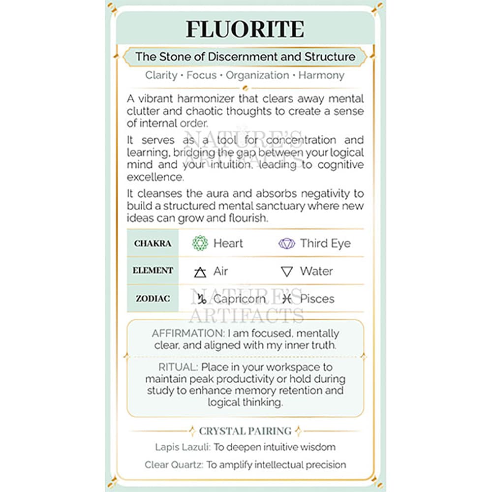 Fluorite Crystal Property Cards (Pack of 100)