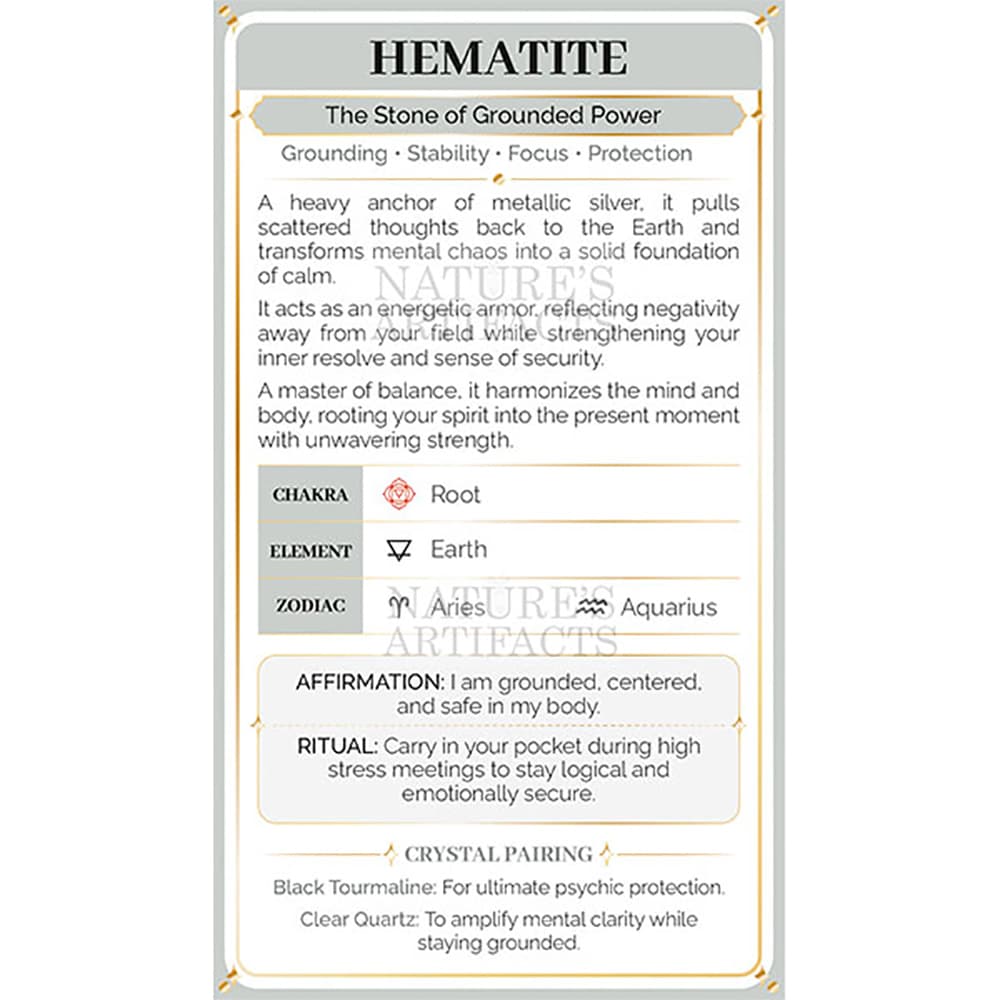 Hematite Crystal Property Cards (Pack of 100)