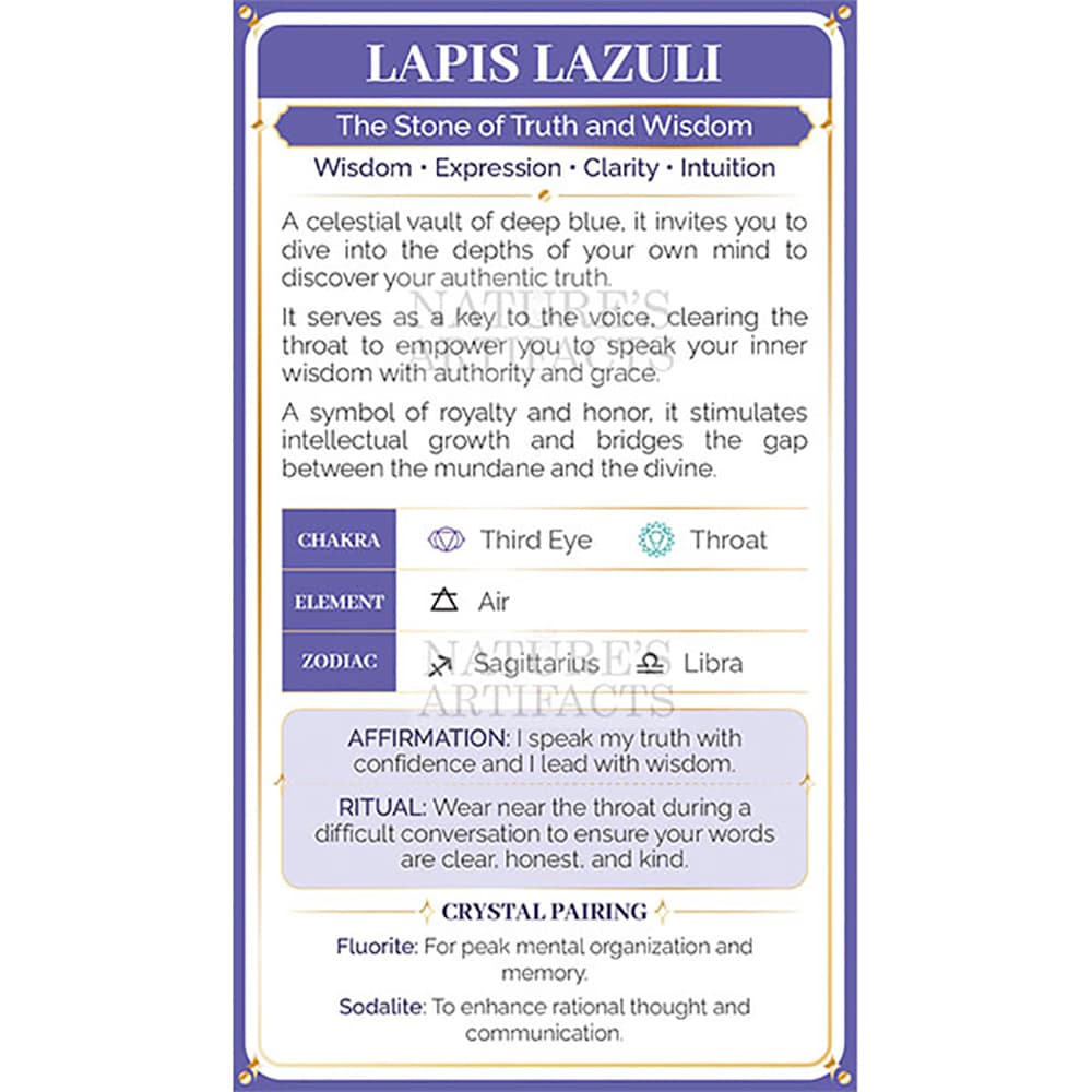 Lapis Lazuli  Crystal Property Cards (Pack of 100)