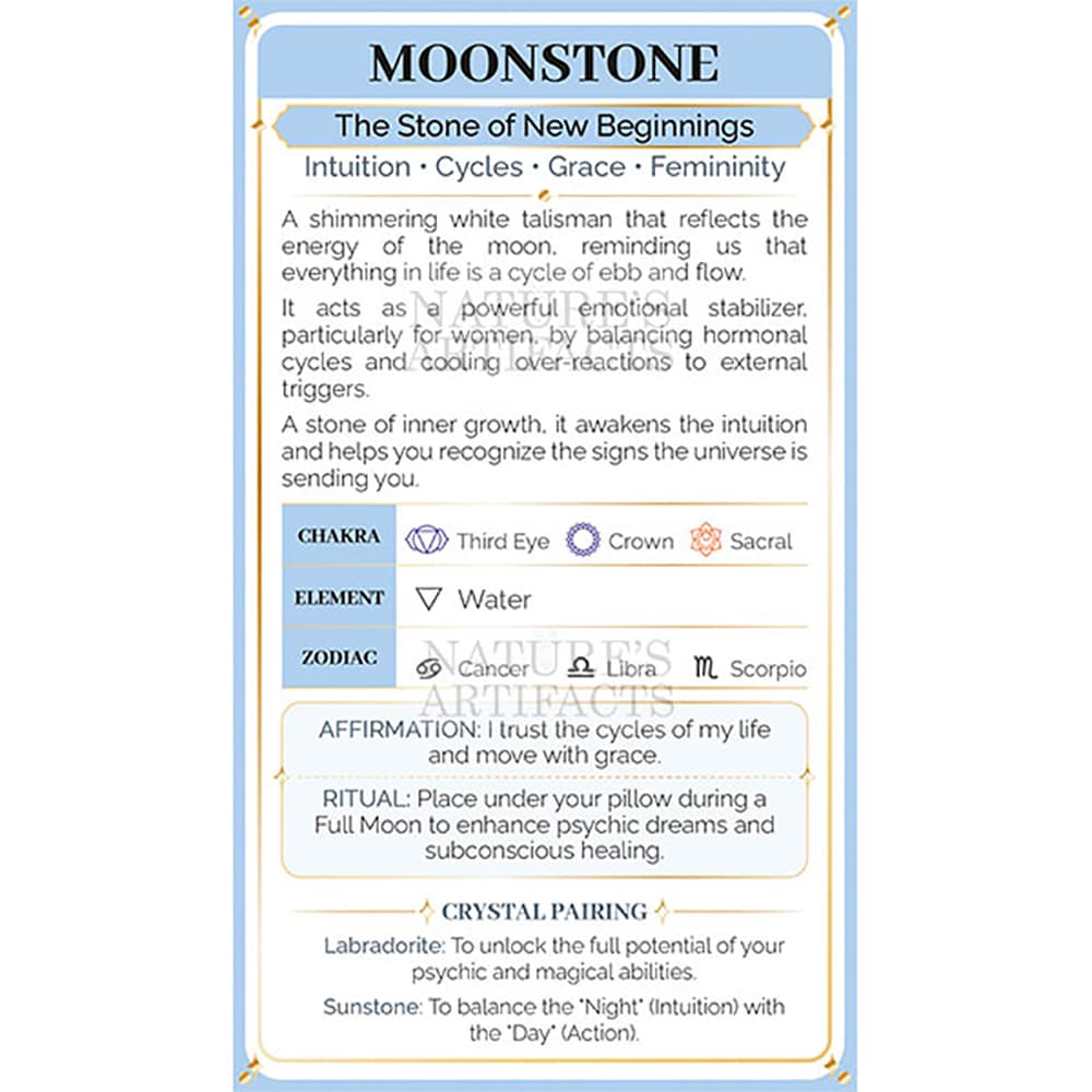Moonstone Crystal Property Cards (Pack of 100)