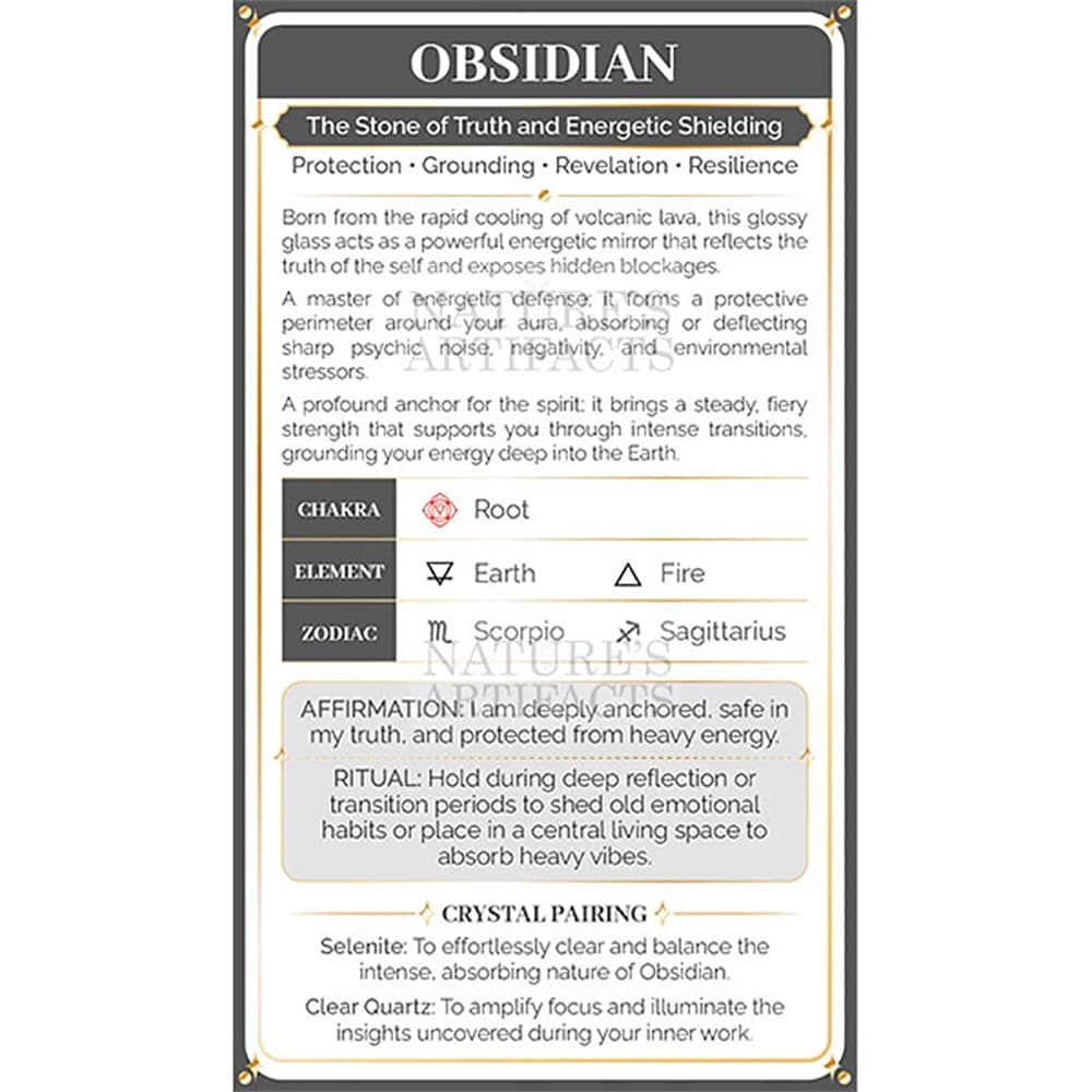 Obsidian Crystal Property Cards (Pack of 100)