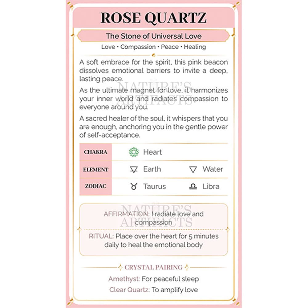 Rose Quartz Crystal Property Cards (Pack of 100)