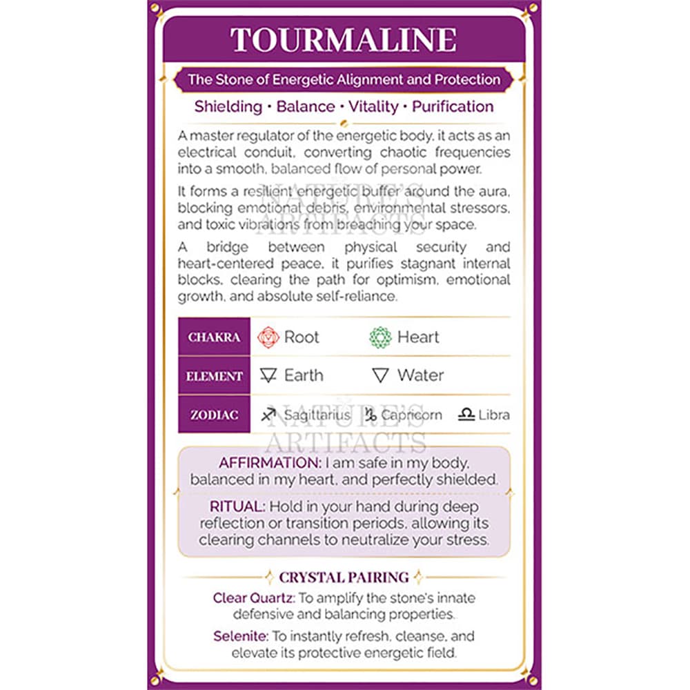 Tourmaline Crystal Property Cards (Pack of 100)